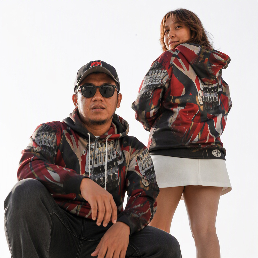 Eddie Van Halen Guitar Hoodie Fullprint เสื้อกันหนาวโพลีเอสเตอร์ | ป. 3 วัน