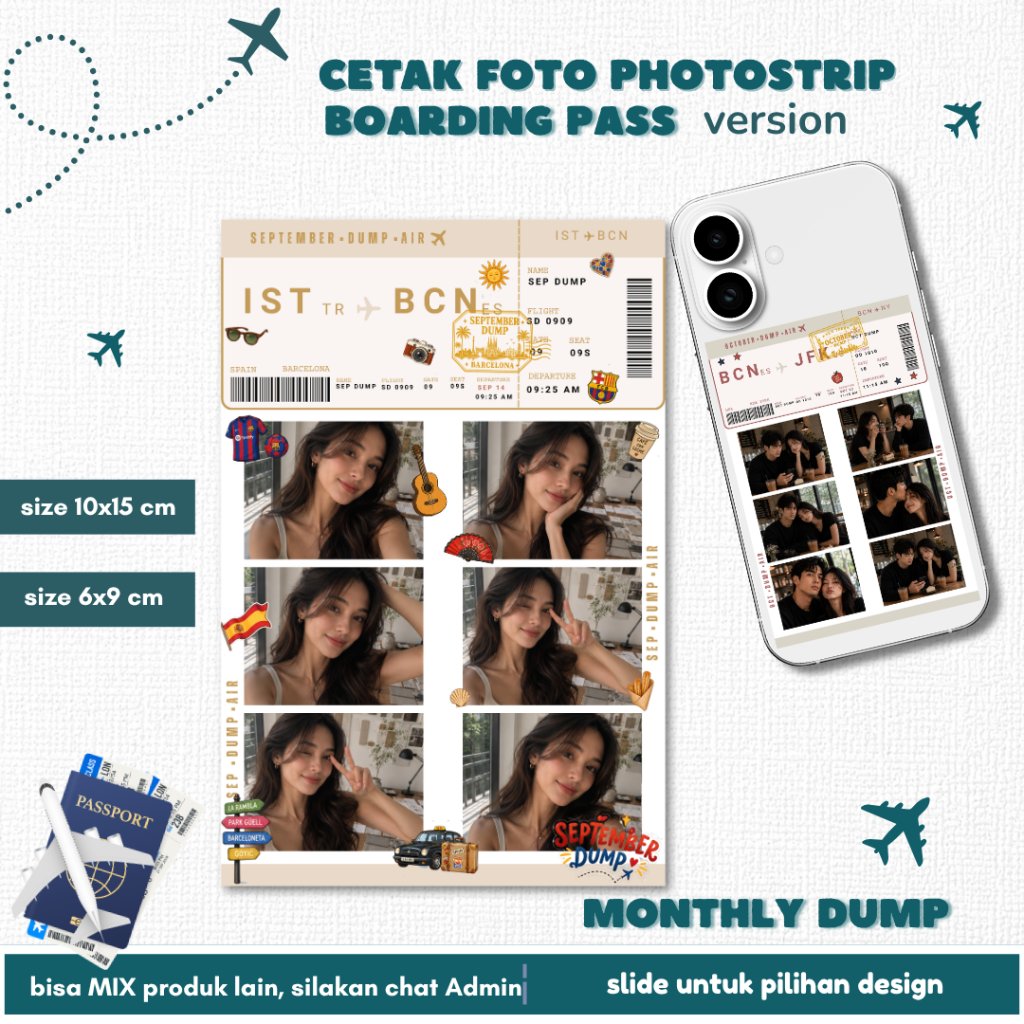 PRINT PHOTOSTRIP BOARDING PASS VERSION - MONTHLY DUMP PHOTOBOOTH PHOTOBOX MINI PHOTOSTRIP