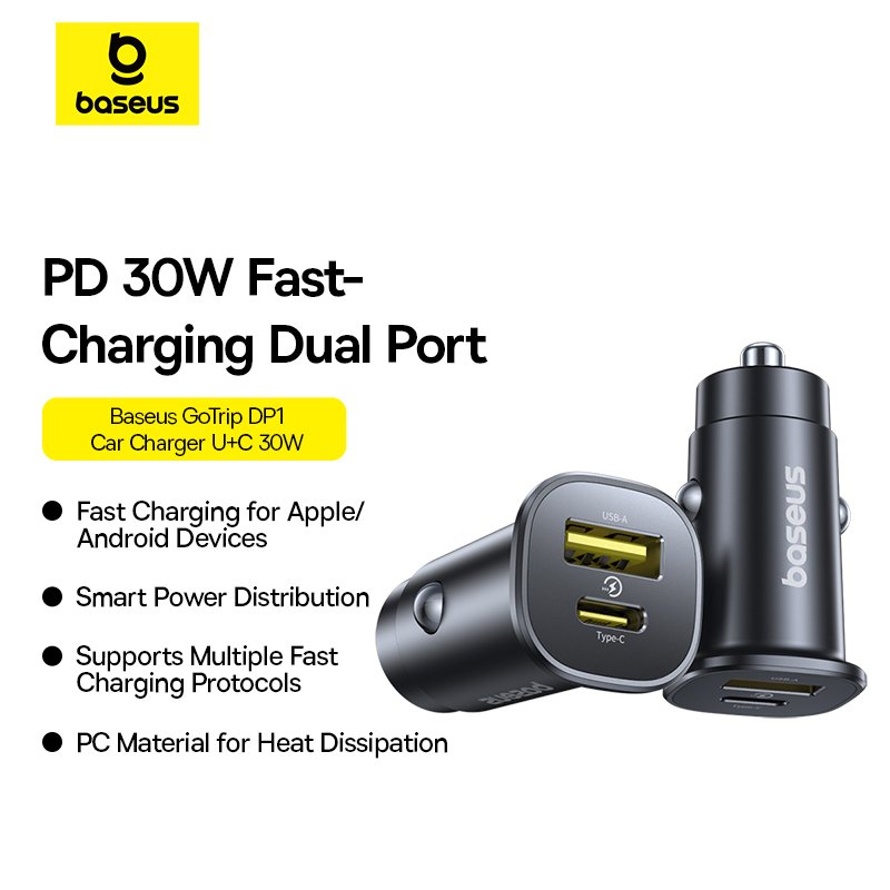 BASEUS GO TRIP DP1 ที่ชาร์จแบตในรถ C+C 30W TWO PORT TYPE C ชาร์จเร็ว