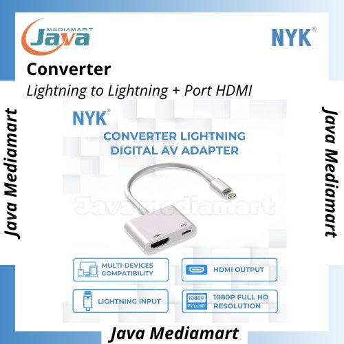 NYK Converter Lightning เป็น Lightning + พอร์ต Hdmi รองรับ Apple Iphone Macbook Ipad iMac