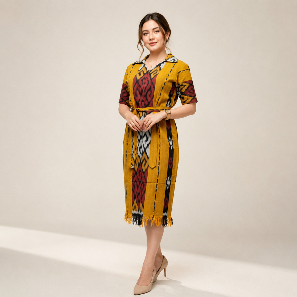 KEMEJA WOVEN DRESS AND WOVEN SHIRT SOLD สีเหลืองทุกขนาด