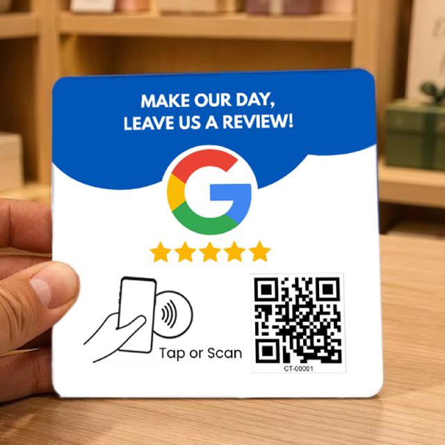CALVINA TAP - NFC Google Review QR Code Card สําหรับร้านอาหาร Cafe UMKM Business Store
