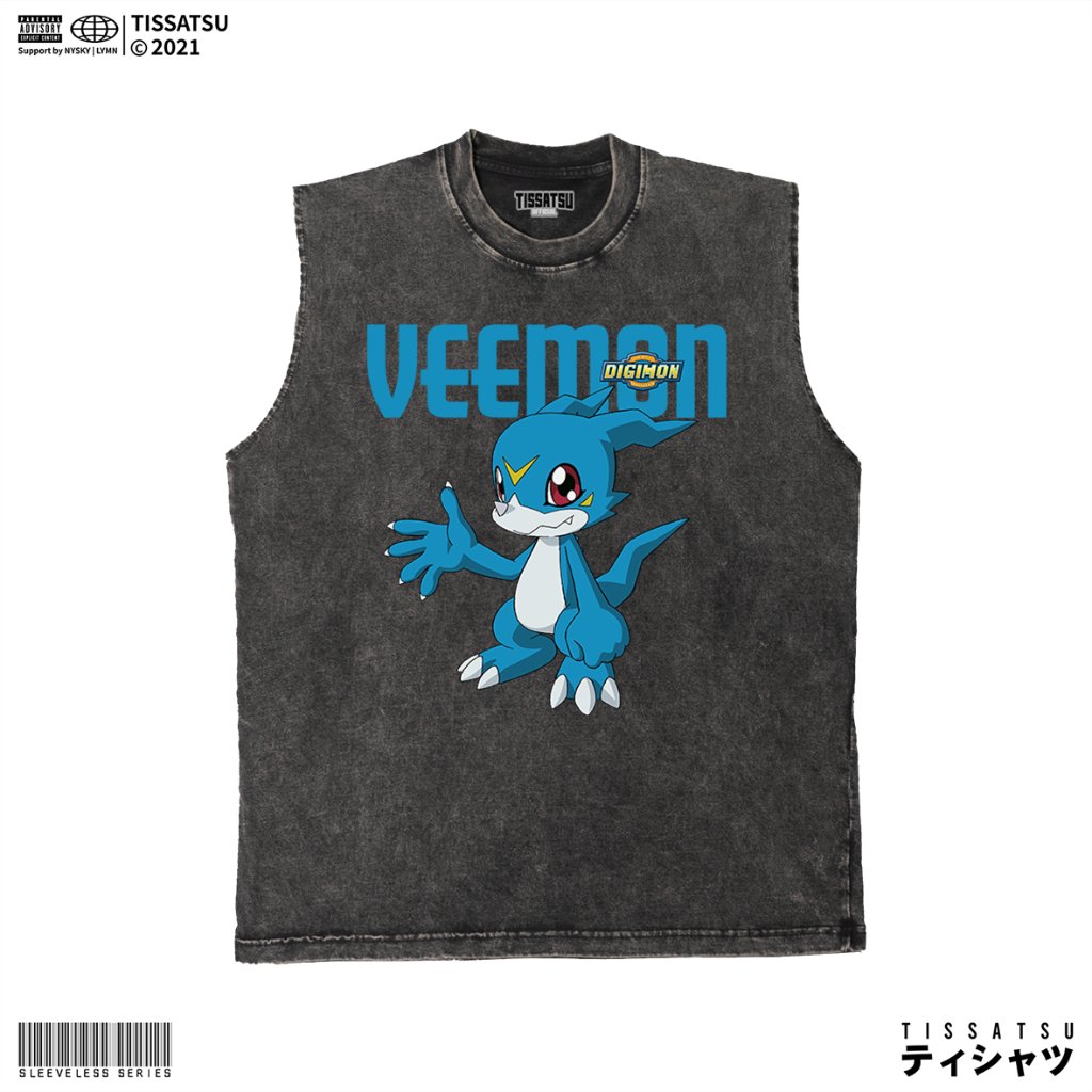 TISSATSU VEEMON DIGIMON เสื้อสายเดี่ยว Oversize / แถบแขนกุดล้าง DGMN-9