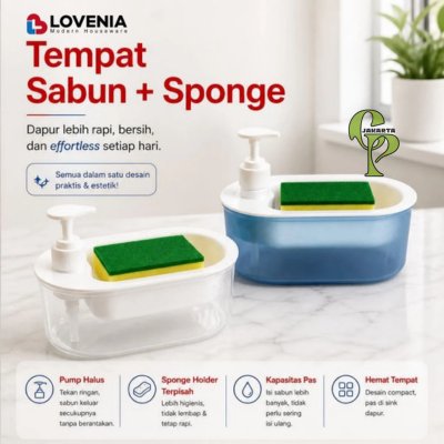 เครื่องจ่ายสบู่เหลว - ที่ใส่สบู่แบบกดพร้อมฟองน้ําซักผ้า - SO CLEAN SO SO SO SO SOAP DISPENSER