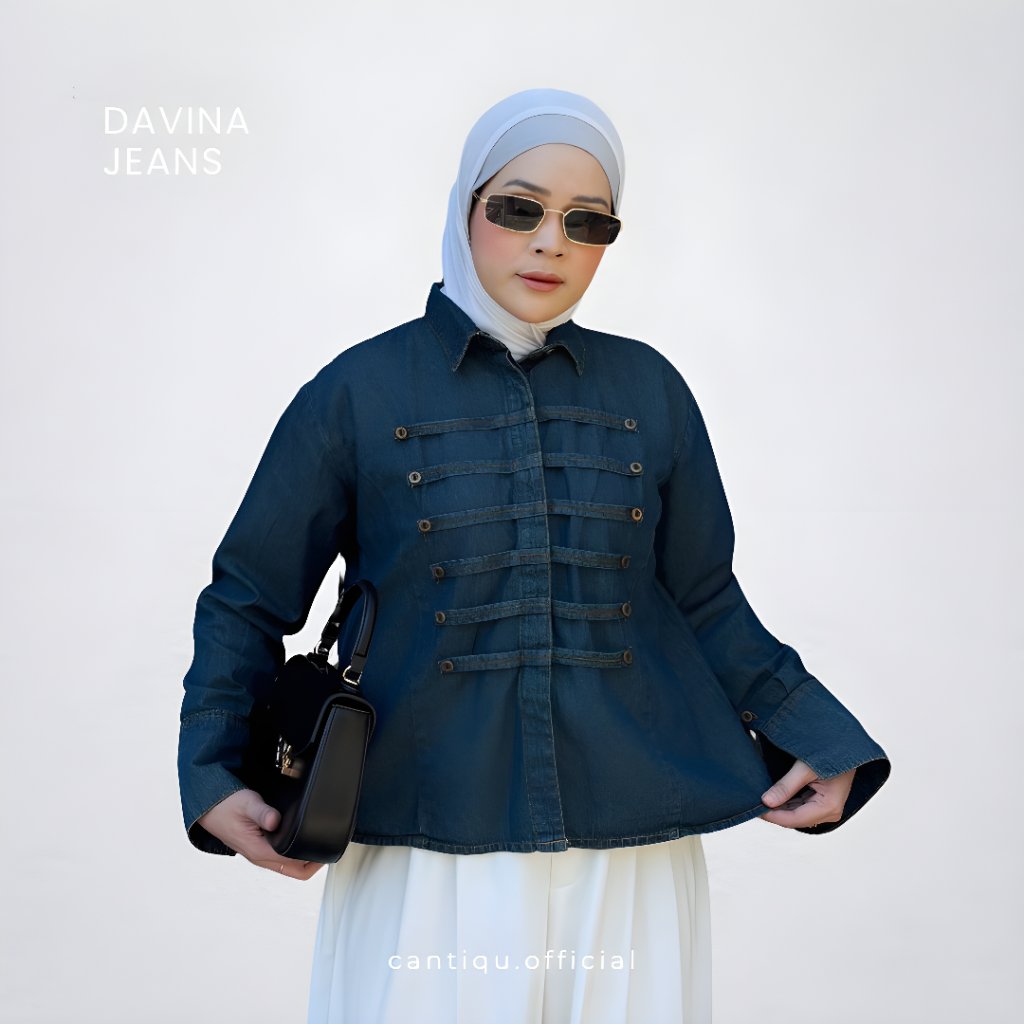 KEMEJA Cantiqu Davina Button Strip Jeans Shirt