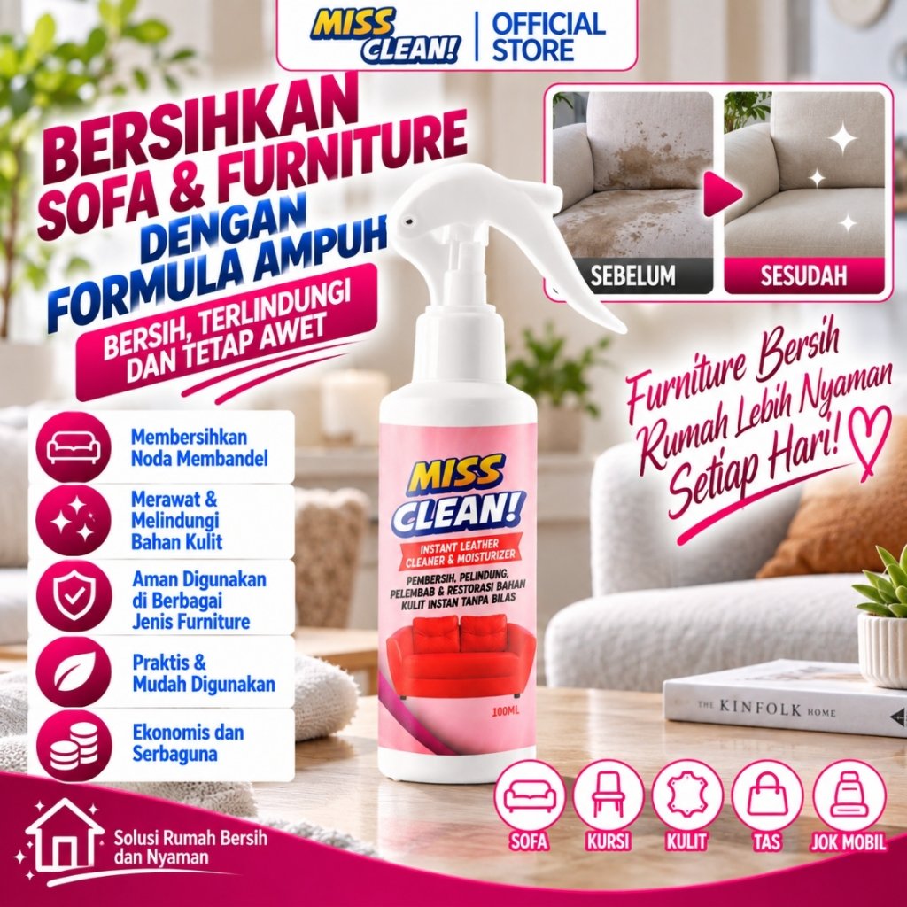 Miss Clean Magic Liquid: น้ํายาทําความสะอาดและดูแลโซฟาหนังทันทีที่มีประสิทธิภาพ