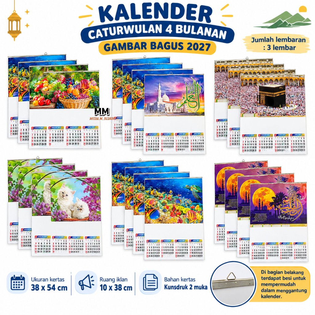 4-MONTH QUARTER CALENDAR WITH PICTURES 2027/WALL CALENDAR 2027