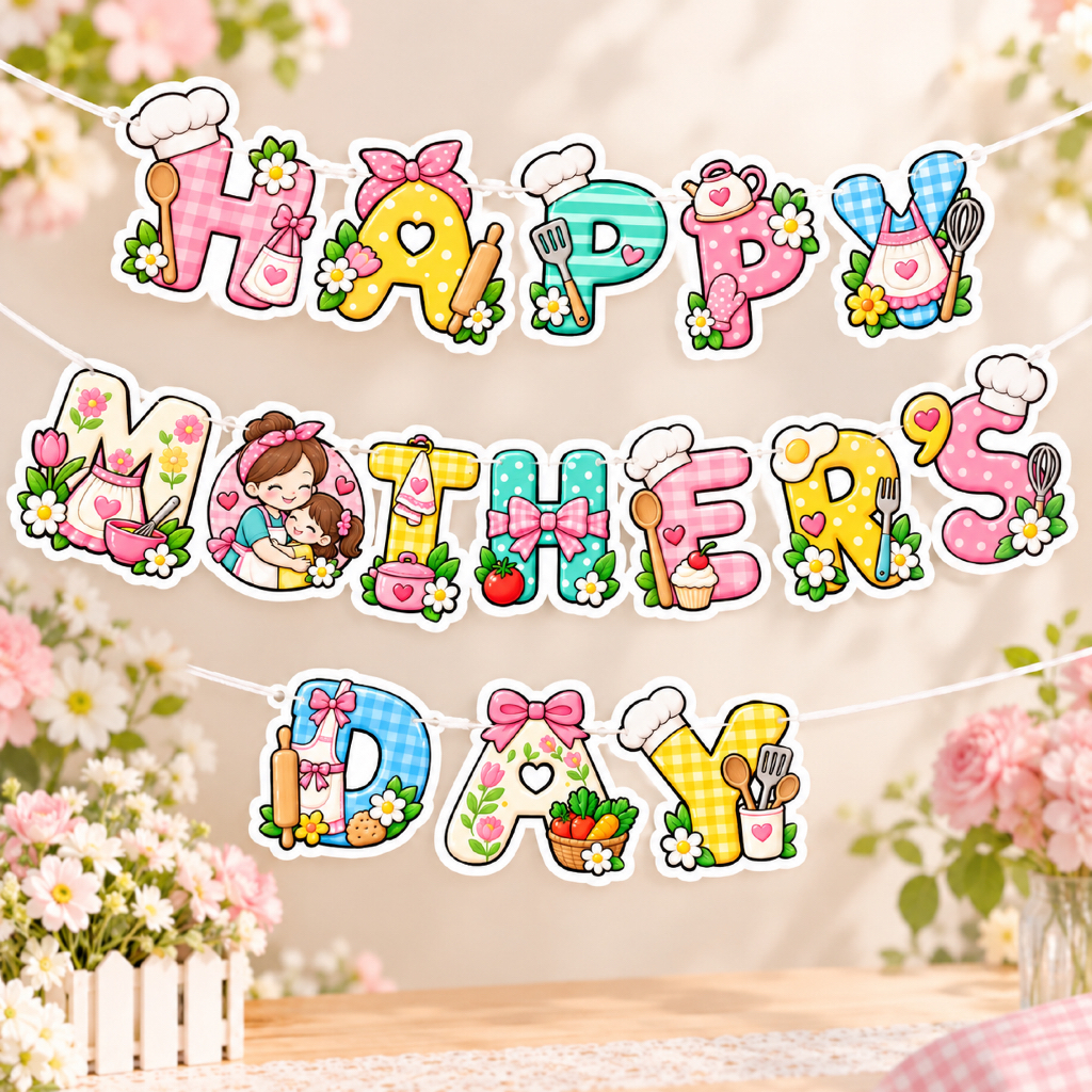 MOTHERS DAY SHAPE BUNTING FLAG DECORATION BANNER WALL DECORTATION EVENT MOTHERS DAY