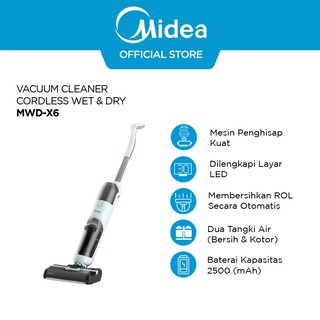 Midea Vacuum Stick Cordless MWD-X6/X8/X10/GX5Pro | Wet & Dry Floor Washer Terbaik | Baterai Besar Tanpa Kabel Runtime 35 Menit | Sedot Debu & Pel Sekaligus | Self Cleaning Brushroll | Garansi Resmi