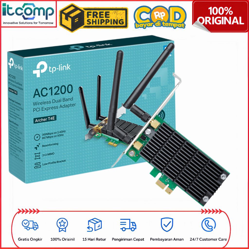 TP-Link Archer T4E AC1200 Wi-Fi 5 Dual Band Gigabit PCIe Express Adapter