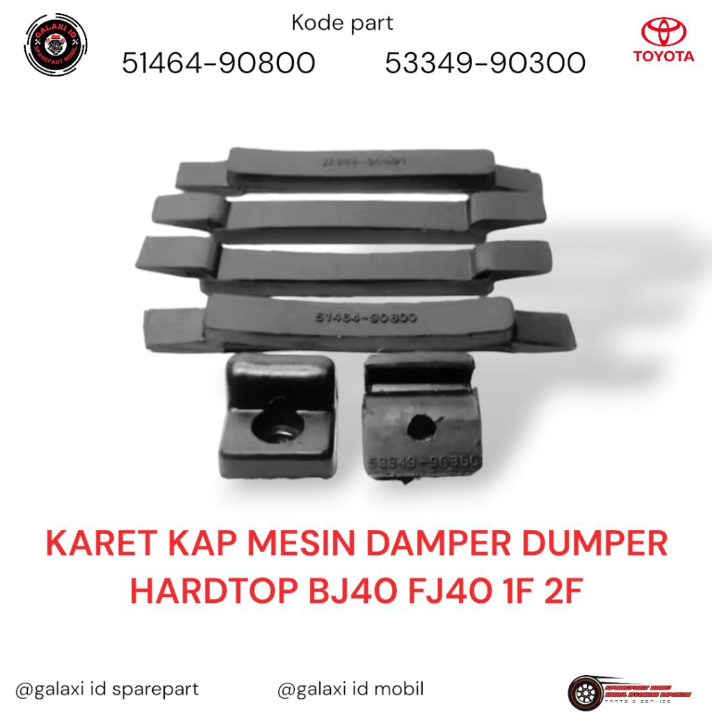 MESIN ENGINE HOOD RUBBER DAMPER DUMPER HARDTOP BJ40 FJ40 1F 2F [GALAXI ID]