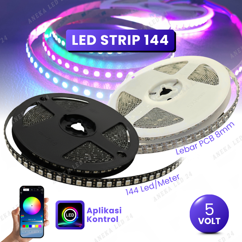 RGB ไฟ LED STRIP WS2812B 5V 144 LED ต่อเมตร WIDTH 8 มม.PCB สีขาวสีดํา RGB ไฟ LED WS2812 8 มม.