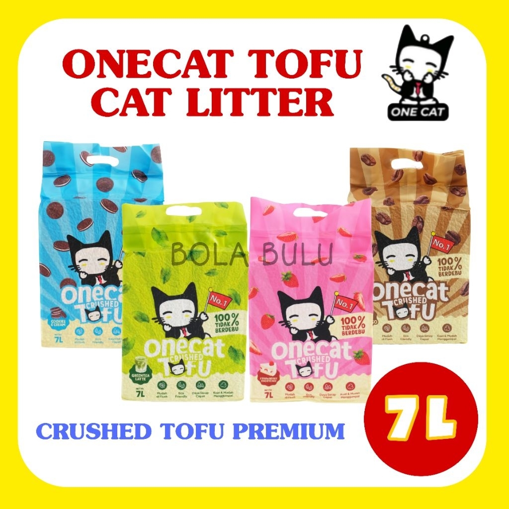 ONE CAT CRUSHER TOFU CAT LITTER 7 LT - CLUMPY CAT SAND - PREMIUM CLUMPY CAT SAND