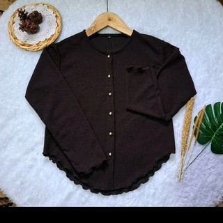 B7 Nechi cardigan Rajut Wanita Basic Crop Top Kancing Gold Button Lengan Panjang
