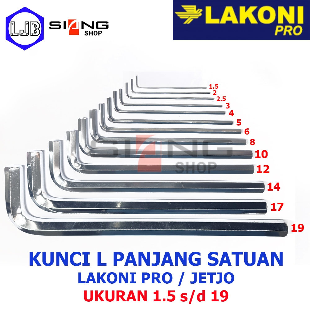 JETJO / LAKONI PRO ความยาวเดี่ยว L ขนาดกุญแจ 1.5 ถึง 8mm