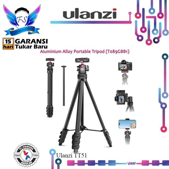 Ulanzi TT51 ขาตั้งกล้องอลูมิเนียมอัลลอยด์แบบพกพา (T089GBB1) ของแท้