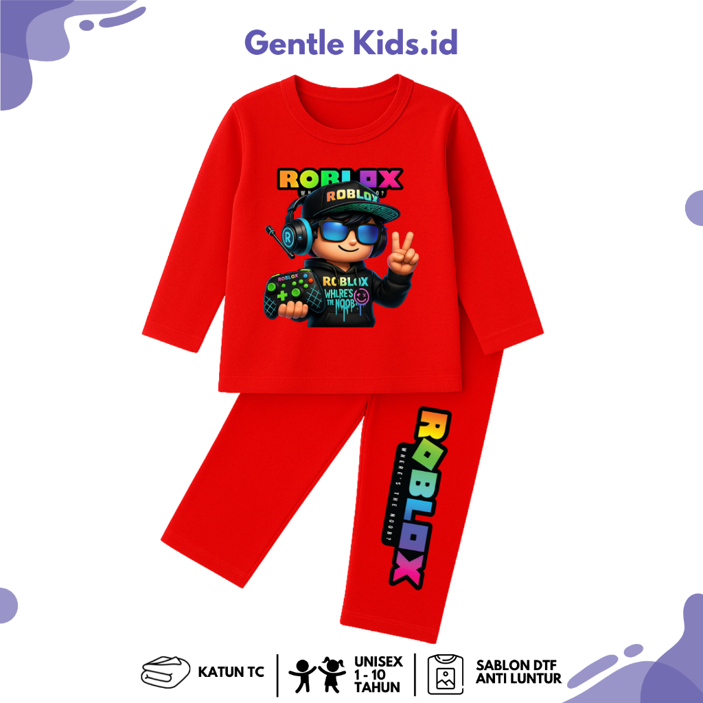 Roblox Game Boy Character Long Pajama Set for Boys Cool อายุ 1-10 ปี - PB