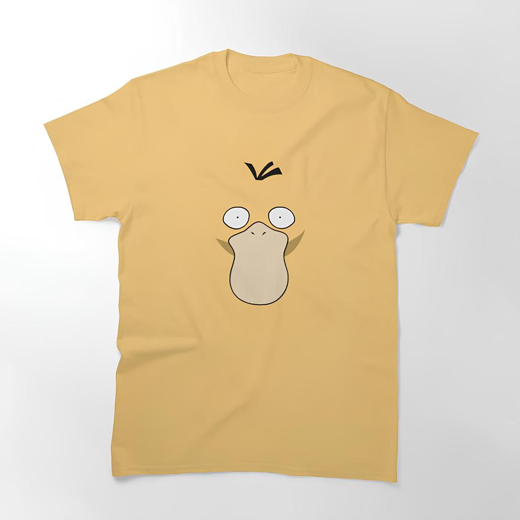 Pokemon Psyduck เสื้อยืดหวีผ้าฝ้าย Unisex Distro Clothing