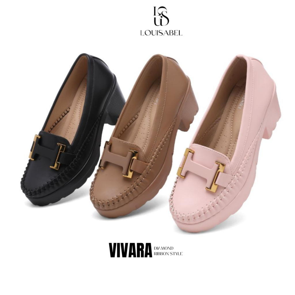 (LSB89) LOUISABEL Vivara H สไตล์ Chunky Wedges รองเท้านําเข้ารองเท้าทํางานผู้หญิง 5 ซม.LSB-PU-2