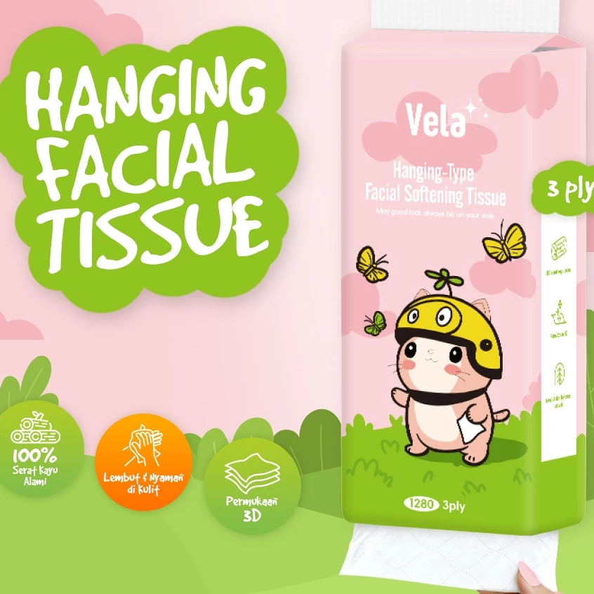 แขวน TISSUE 1020 แผ่น 3PLAY VELA ELEGANT TISSUE/SOFT FACE TISSUE/MULTIFUNCTIONAL TISSUE