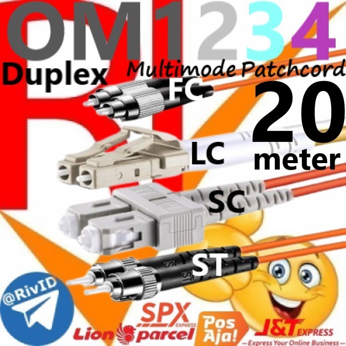 Patchcord Duplex 20m FC LC SC ST Multimode OM1 OM2 OM3 OM4 สายแพทช์ 20 เมตร Fiber Optic Multi Mode