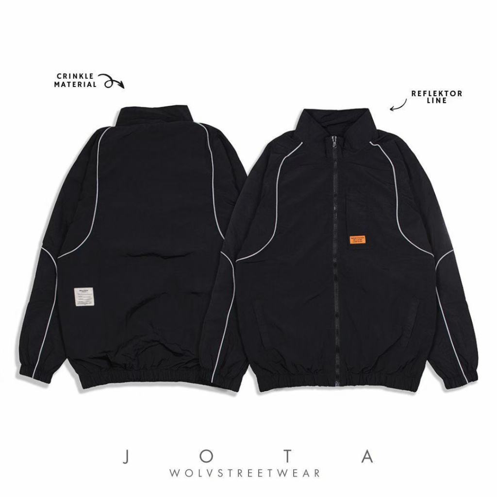 TANS - เสื้อแจ็คเก็ตสะท้อนแสง Tracktop Parachute สะท้อนแสง Vintage Jota Black Wolv Premium