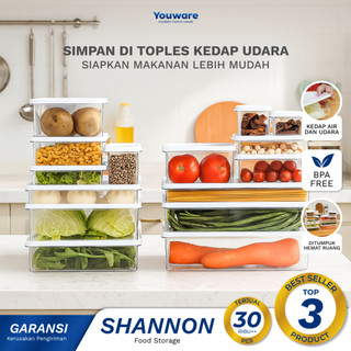 Youware - Shannon (Harga Satuan) Food Preparation / Kotak Penyimpanan Makanan Kulkas PP Food Storage Fridge Organizer Wadah sayur buah Kontainer kulkas Food Grade BPA Free