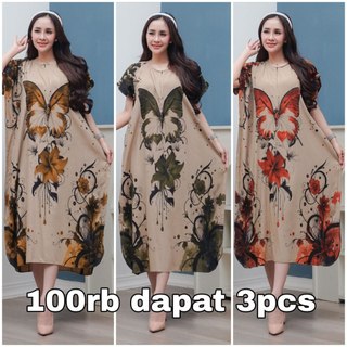 PAKET DASTER LOWO 3PCS  100RIBU MOTIF KUPU LD 130CM PB 110CM RAYON  BUSUI FRIENDLY NYAMAN