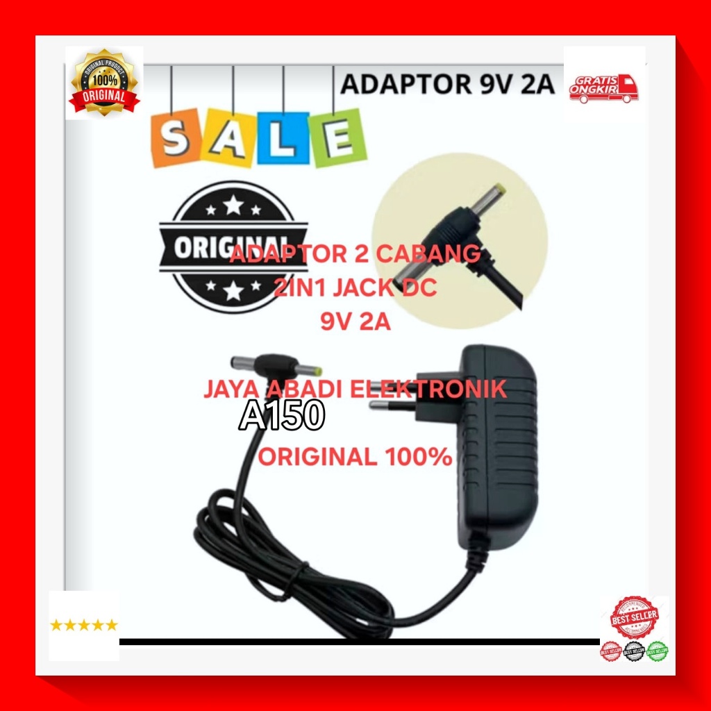 A150 ต้นฉบับ 100% 2IN1 JACK DC 9V 2A ADAPTER 2 BRANCH T MULTI UNIVERSAL CHARGER TV POWER PORTABLE AD