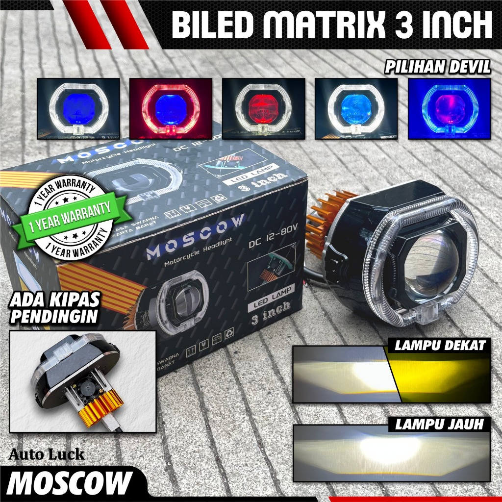 MATRIX LG3 FLAT CUT สีขาว H/L BILED PROJECTOR โคมไฟรวม LG3 PROJECTOR IBLED ORIGINAL MOSCOW 3INC BODY