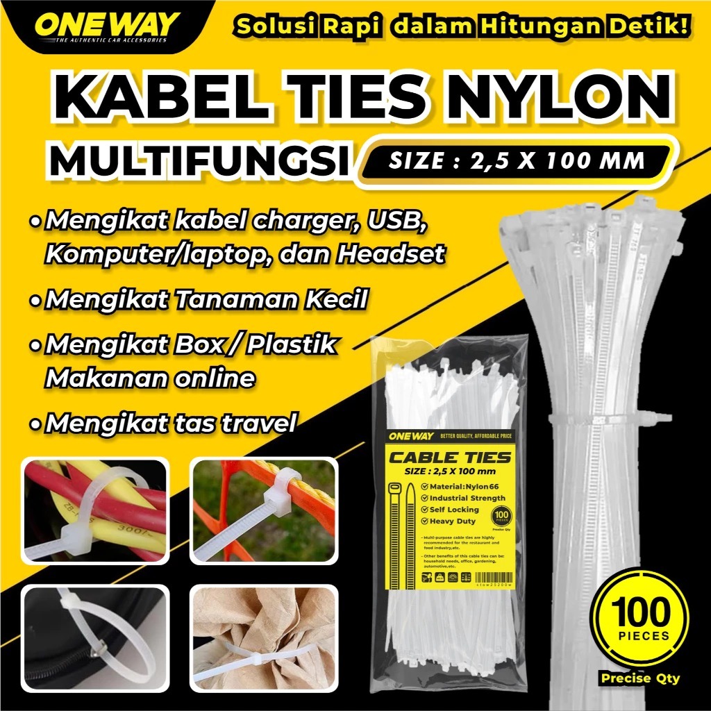 Cable Ties Cable Tis Kabel Tis White 2.5 x 100 mm Nylon Cable Tie มัลติฟังก์ชั่นขนาด 10 ซม. ปริมาณ 1