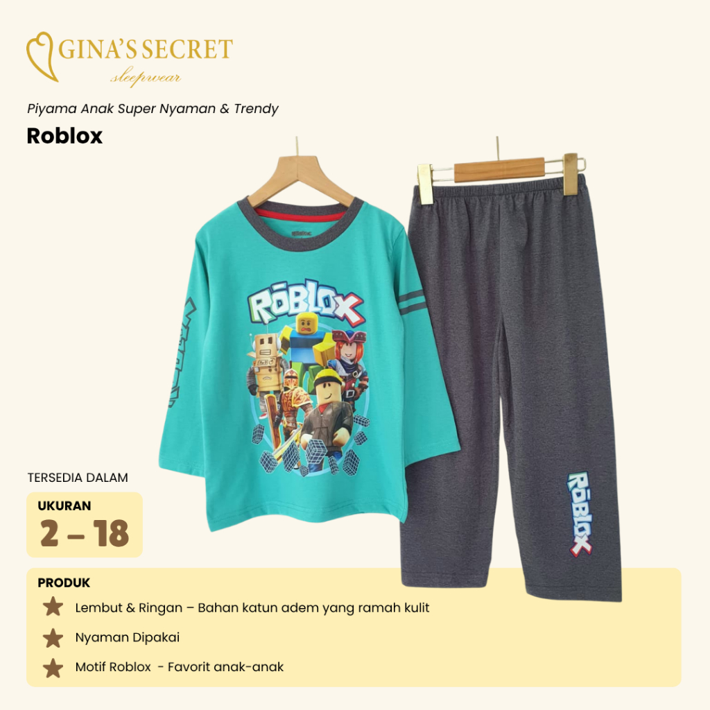 ชุดนอนเด็กผู้ชาย // Roblox - Ginas Secret - ไซส์ 2 -18