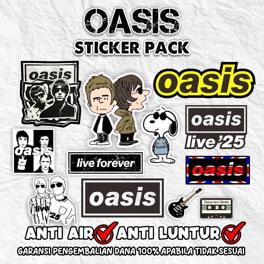 OASIS Band Sticker Pack แล้ว ตัด กันจาง กันน้ํา | สติ๊กเกอร์สุนทรียศาสตร์ | สติ๊กเกอร์ Oasis กันน้ํา