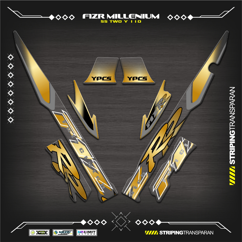 TRANSPARENT STRIPING UV F1ZR MILLENIUM MOTIF K9 สติ๊กเกอร์ YAMAHA F1Z R สติ๊กเกอร์ใส VARIATION FIZR