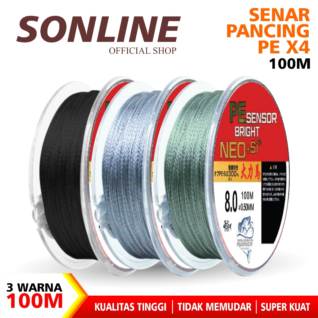 SONLINE สายตกปลา 100m 3 สี PE สายตกปลา Bright Sensor NEO + si2 ญี่ปุ่นสายตกปลาที่แข็งแกร่ง