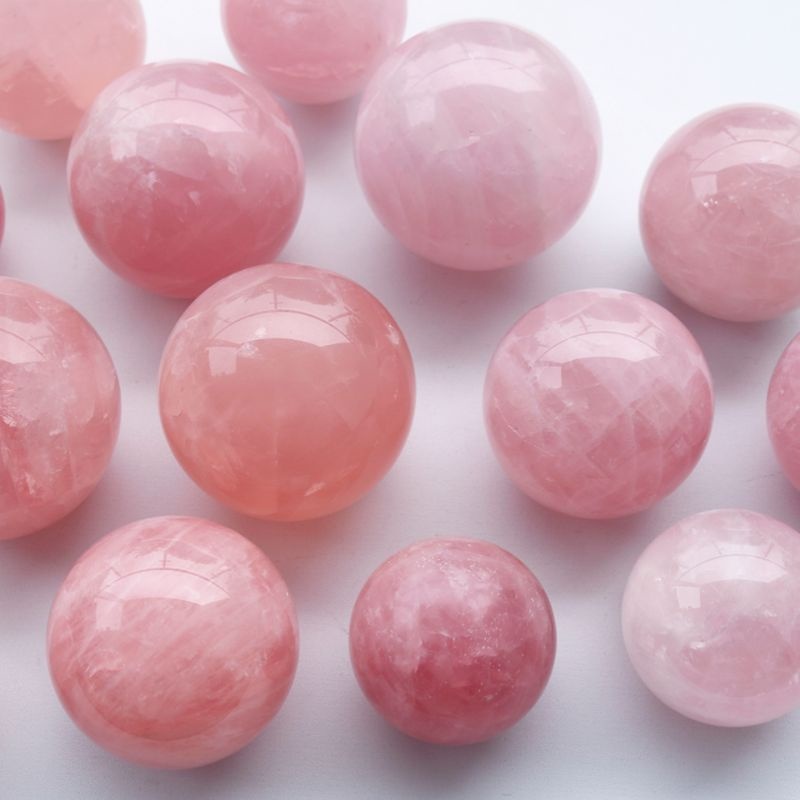 CRYSTALMINE Rose Quartz Crystal Sphere / หินธรรมชาติ Pink Quartz Agate Mini Crystal Ball