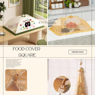 ETFELICEL Food Cover Square / Tudung Saji Lipat Segi Shabby Jaring Penutup Pelindung Makanan