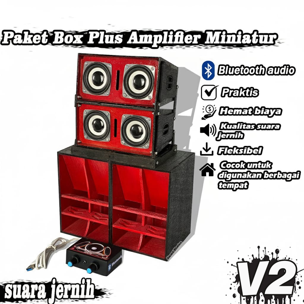 MERAH Miniature F1 3 Inch RED Speaker Box พร้อมใช้งาน