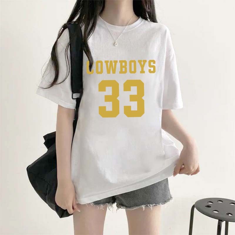 เสื้อยืดซีซี | "COWBOYS-33" Numbered Short Sleeve Top Street Style | เสื้อยืดผ้าฝ้ายหวี 30s | เสื้อย