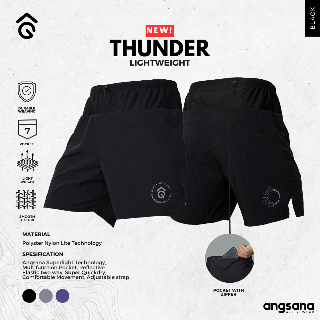 อังสะนา Series THUNDER Pocket Belt & Zipper Running Pants