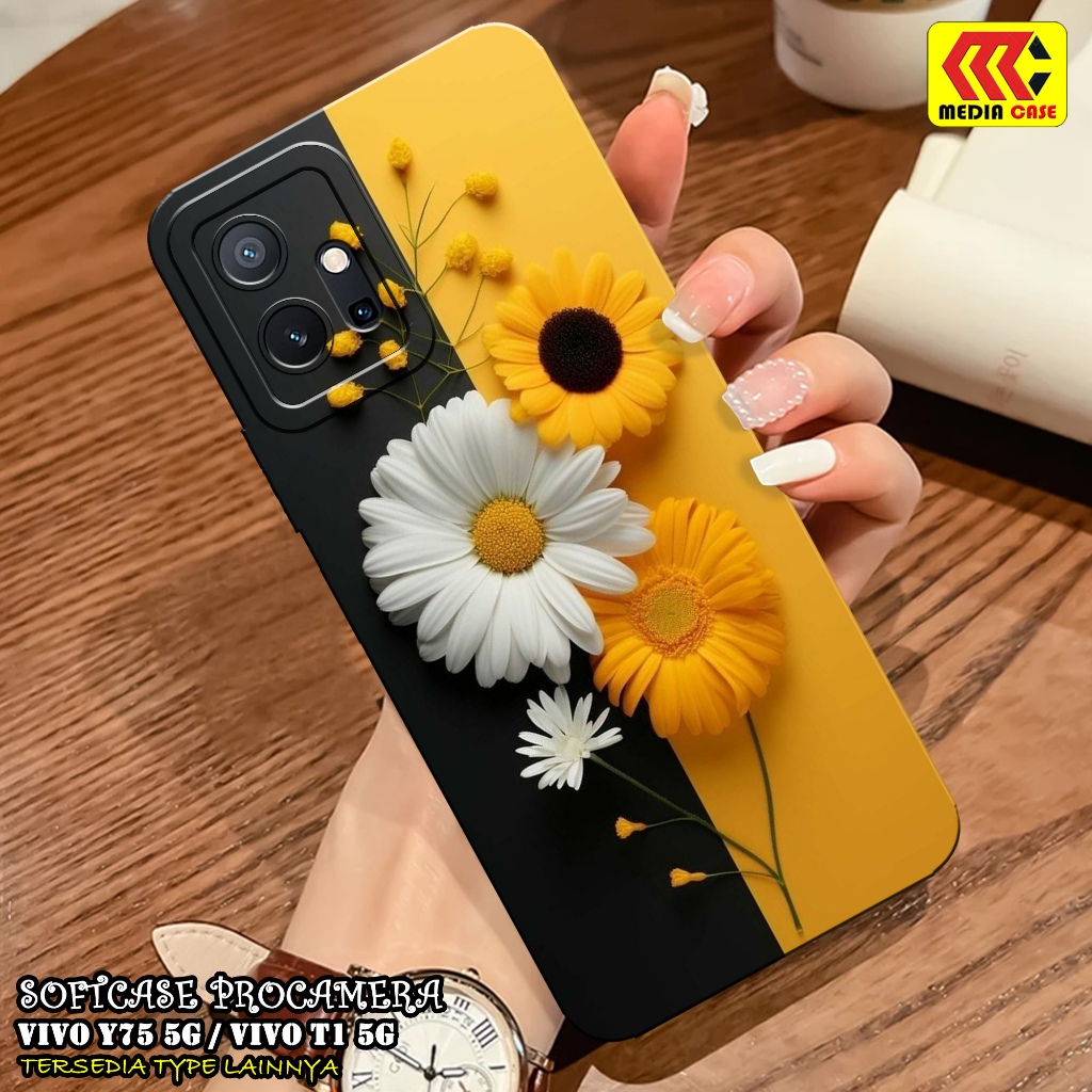 HP เคส VIVO Y75 5G / T1 5G ล่าสุด - Flower Case Motif - เคส - VIVO T1 5G / Y75 5G Softcase - VIVO Y7