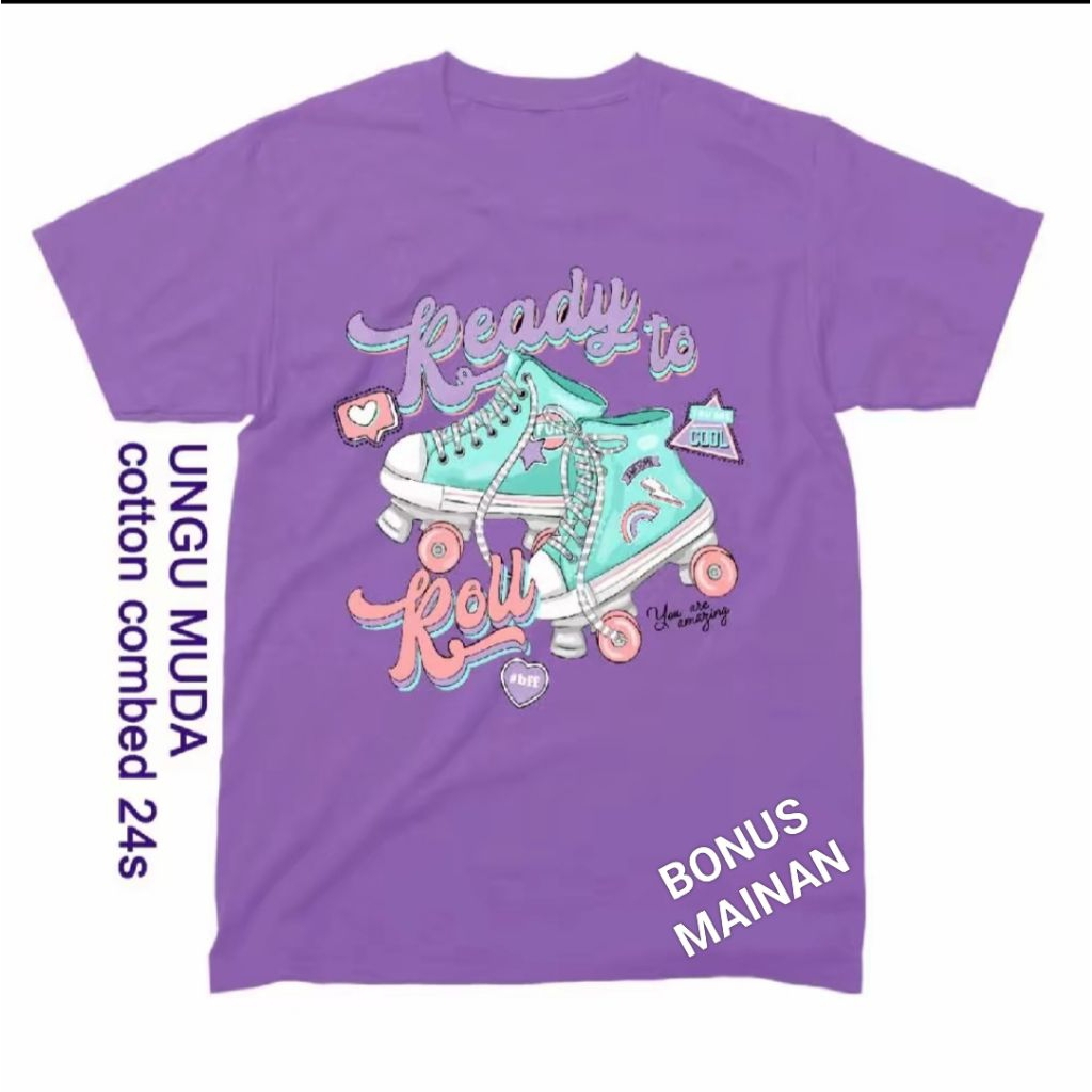 เสื้อผ้าเด็กผู้หญิง Roller Skates เสื้อยืดเด็ก Roller Skates ผ้าฝ้ายหวี 24s 1-11 ปีแฟชั่น Unsiex