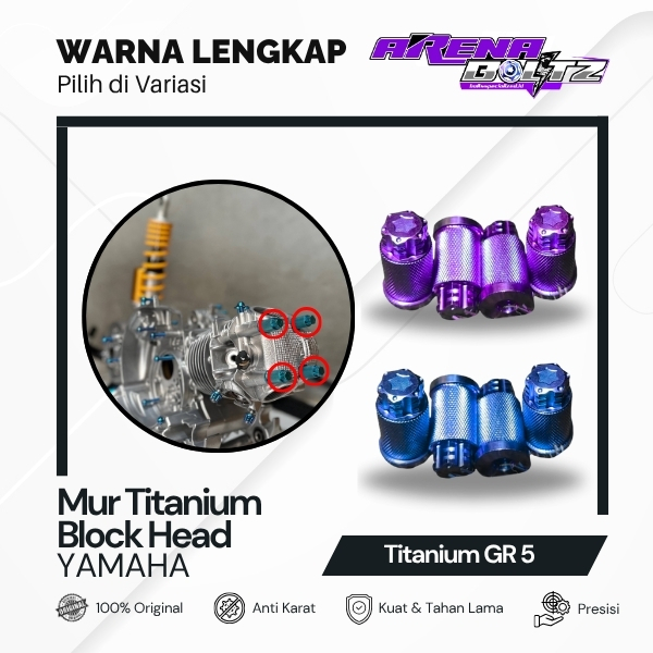 P TITANIUM Nut Block Head M8 Titanium GR 5 Original Vietnam