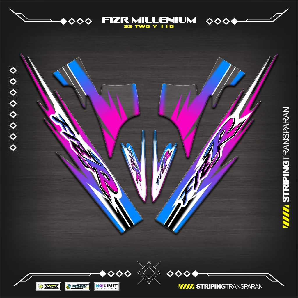 TRANSPARENT STRIPING UV F1ZR MILLENIUM MOTIF K18 สติ๊กเกอร์ YAMAHA F1Z R สติ๊กเกอร์ใส VARIATION FIZR