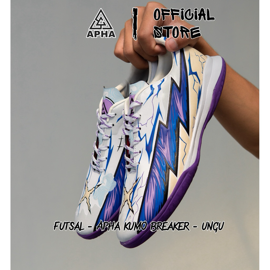 UNGU APHA - Apha Komo Breaker รองเท้าฟุตซอลสีขาวสีม่วง - รองเท้าฟุตซอล