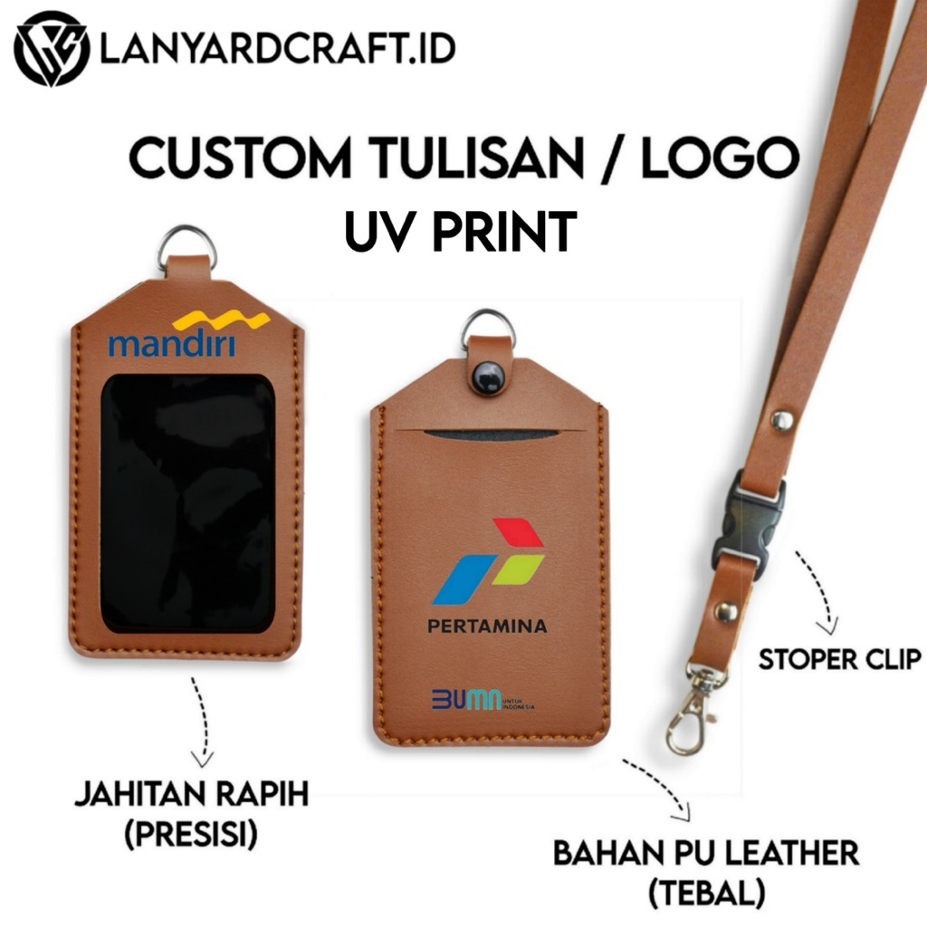 ID CARD HOLDER LEATHER NAME TAG PRINT UV COLOR CUSTOM COMPANY NAME LOGO - K6