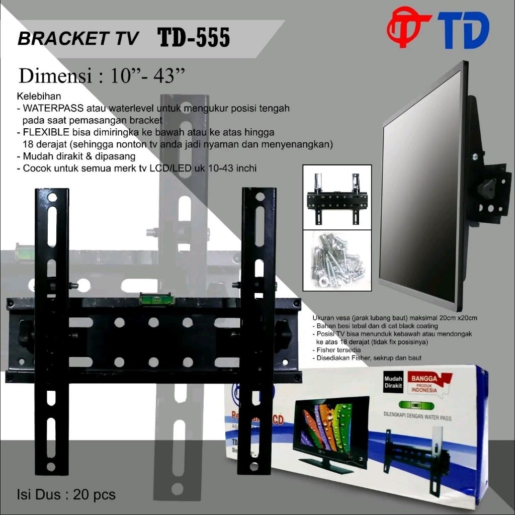 TD TV Bracket 10" - 43" TILT / LED/LCD แขวนทีวีรองรับ TD-555