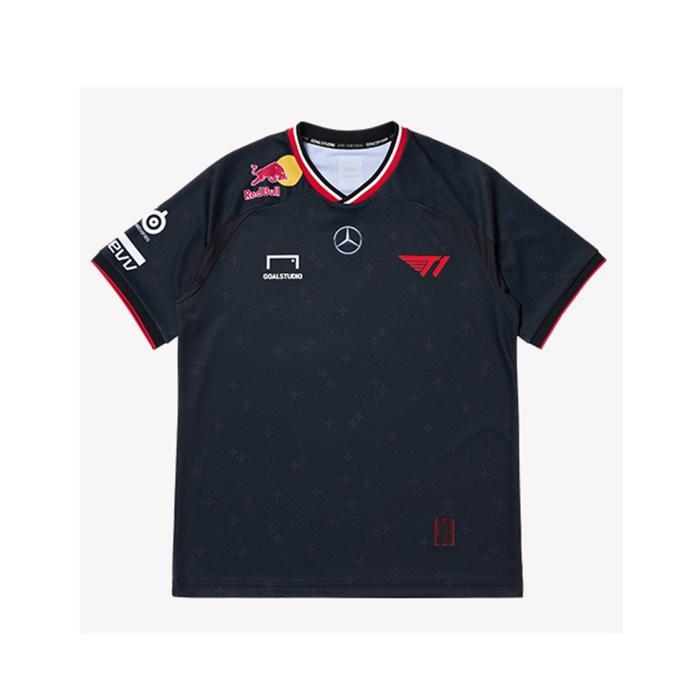 ทีม T1 Esports Valorant 2025 Black Gaming Jersey พิมพ์เต็มสามารถปรับแต่ง Nickname Design Team Esport
