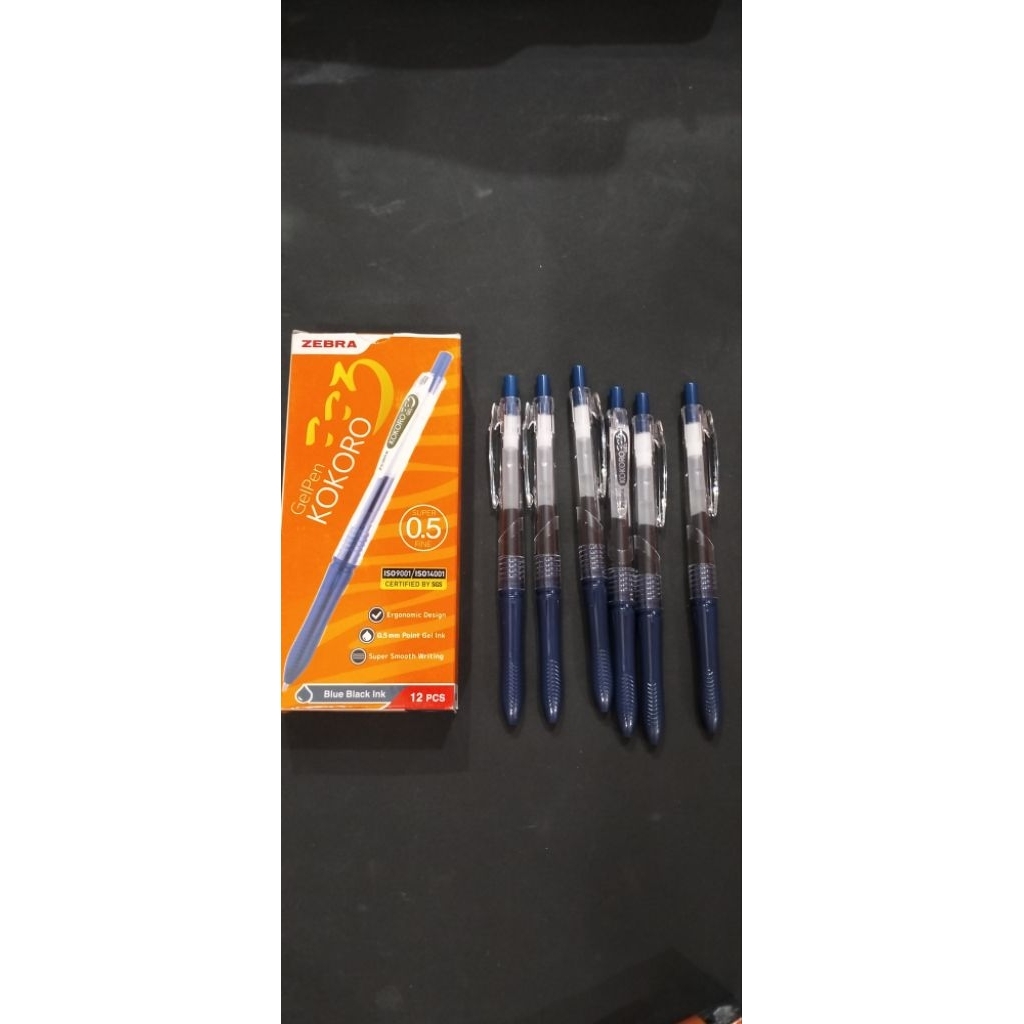 ZEBRA BRAND KOKORO 0.5 ปากกาเจลสีน้ําเงินสีดํา