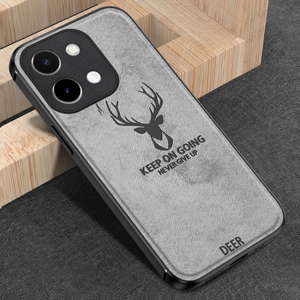 VIVO Y28 4G Softcase Deer Back Cover วัสดุยีนส์ ลายกวาง